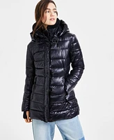 S13 Women's Greenwich Hooded Faux-Sherpa-Collar Puffer Coat