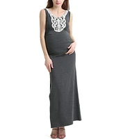 kimi + kai Maternity Bethany Lace Trim Maxi Dress