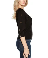 Belldini Women's Rivet-Trim Dolman-Sleeve Sweater