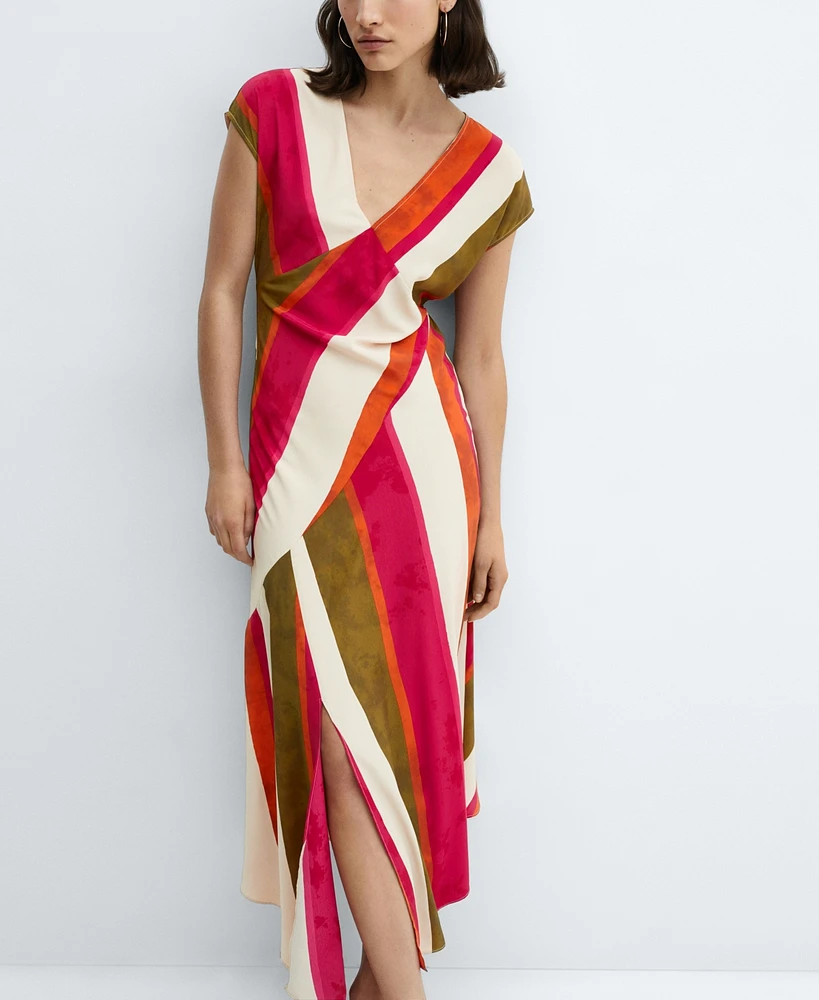 Mango Women's Cut-Out Striped Dress