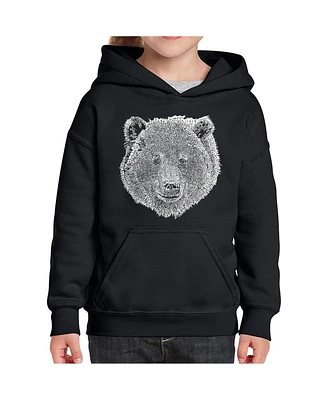 La Pop Art Girls Word Hooded Sweatshirt - Bear Face