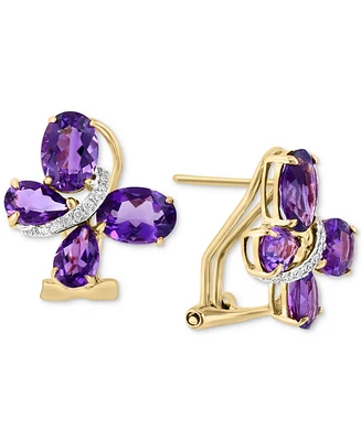 Amethyst (3-7/8 ct. t.w.) & Diamond (1/20 ct. t.w.) Butterfly Statement Earrings in 14k Gold