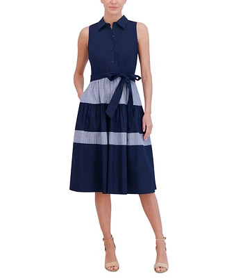 Jessica Howard Women's Colorblocked Tiered Shirtdress