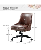 Faux Leather Home Office Chair with Nailhead, Adjustable Height