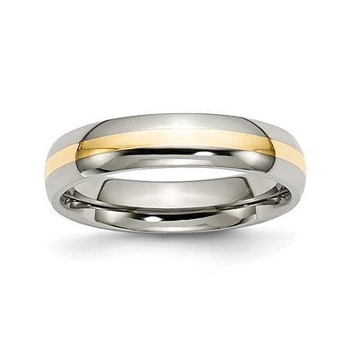 Chisel Titanium Polished with 14k Gold Inlay Wedding Band Ring