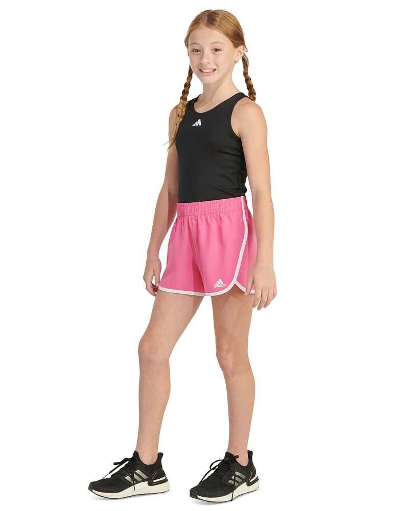 adidas Big Girls Elastic-Waistband Retro Woven Shorts