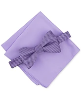 Alfani Men's Galway Mini-Chevron Bow Tie & Solid Pocket Square Set, Created for Macy's