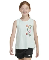 adidas Big Girls Sleeveless Cotton Logo Graphic T-Shirt