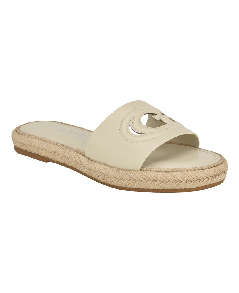 Guess Women's Katica Cut-Out Logo Espadrille Slide Sandals