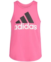 adidas Big Girls Sleeveless Curved-Hem Cotton Logo Tank Top