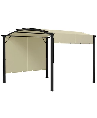 Outsunny 11' x 11' Outdoor Retractable Pergola Canopy for Backyard, Beige