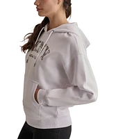 Dkny Sport Women's Varsity Camo Sparkle Logo Fleece Hooded Sweatshirt