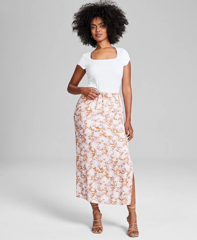 And Now This Women's Printed Pull-On Slit-Front Skirt, Created for Macy's