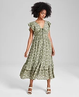 And Now This Women's Button-Front Tiered Ruffle Dress, Created for Macy's