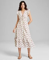 And Now This Women's Button-Front Tiered Ruffle Dress, Created for Macy's