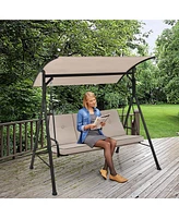 Sugift 3-Person Outdoor Patio Porch Swing with Adjustable Canopy and 900 Lbs Weight Capacity