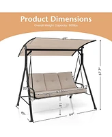Sugift 3-Person Outdoor Patio Porch Swing with Adjustable Canopy and 900 Lbs Weight Capacity