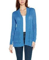 Belldini Women's Pointelle Long Sleeves Open Cardigan Sweater