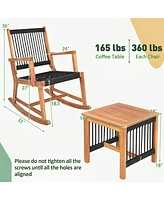 Sugift 3 Pieces Acacia Wood Rocking Bistro Set