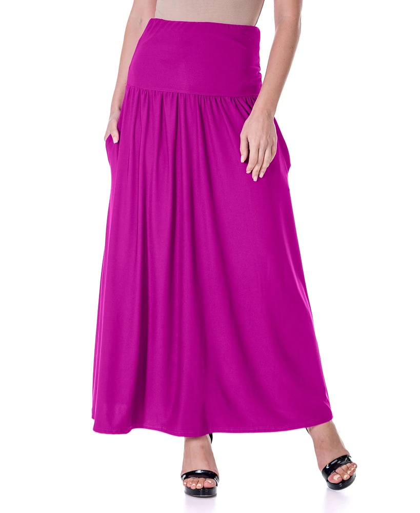 24seven Comfort Apparel Foldover Maxi Pocket Skirt