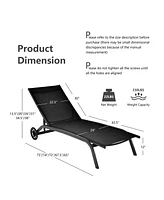 Sugift 6-Poisition Adjustable Outdoor Chaise Recliner with Wheels