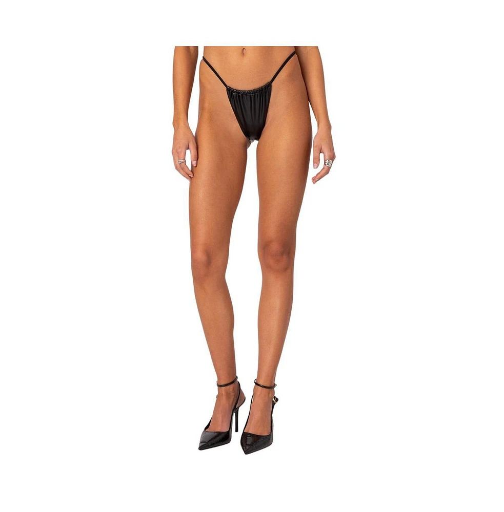Edikted Women's Bruna Faux Leather Bikini Bottom