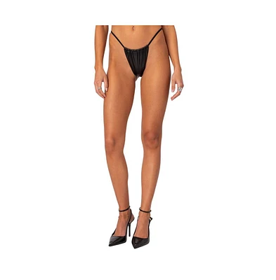 Edikted Women's Bruna Faux Leather Bikini Bottom