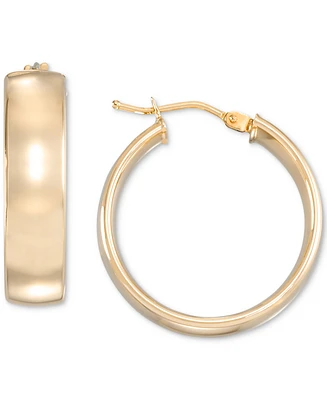 High Polished Wide Chunky Small Hoop Earrings in 14k Gold, 7/8"