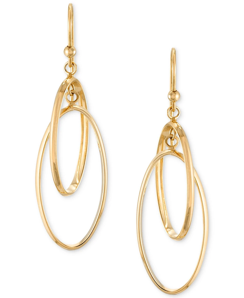 Polished Interlocking Orbital Oval Drop Hoop Earrings in 10k Gold