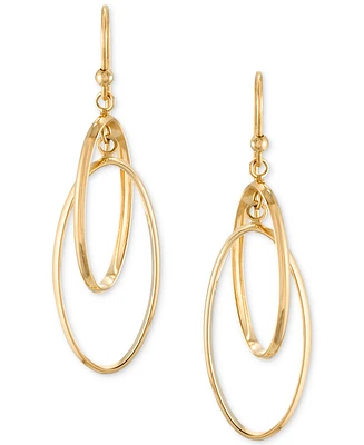 Polished Interlocking Orbital Oval Drop Hoop Earrings in 10k Gold