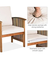 Inolait Sugift 4 Pieces Patio Solid Wood Furniture Set with Water Resistant Cushions