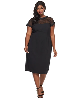 Maggy London Plus Size Illusion-Trim Sheath Dress