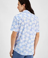 Club Room Men's Palm Breeze Regular-Fit Stretch Printed Button-Down Poplin Shirt, Created for Macy's