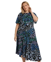 Maggy London Plus Floral-Print Midi Dress