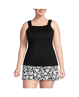 Lands' End Plus Chlorine Resistant Cap Sleeve High Neck Tankini Swimsuit Top