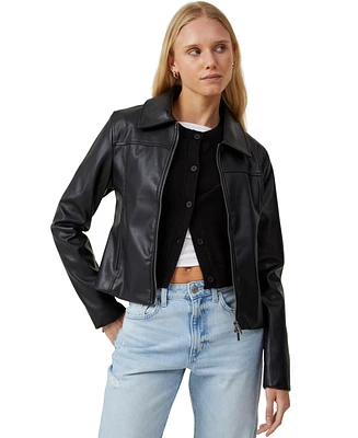 Cotton On Women's Minimalist Faux Leather Jacket