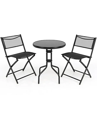 Sugift 3 Pieces Folding Bistro Table Chairs Set for Indoor and Outdoor