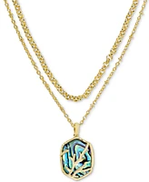 Kendra Scott 14k Gold-Plated Framed Stone Layered Pendant Necklace, 15" + 6" extender