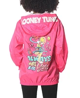 Members Only Women's Pink Looney Tunes Popover Windbreaker Jacket