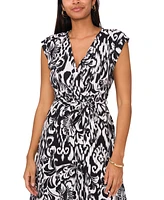 Sam & Jess Women's Printed V-Neck Belted Maxi Dress