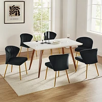 Aruna Velvet Side Chair with Metal Legs