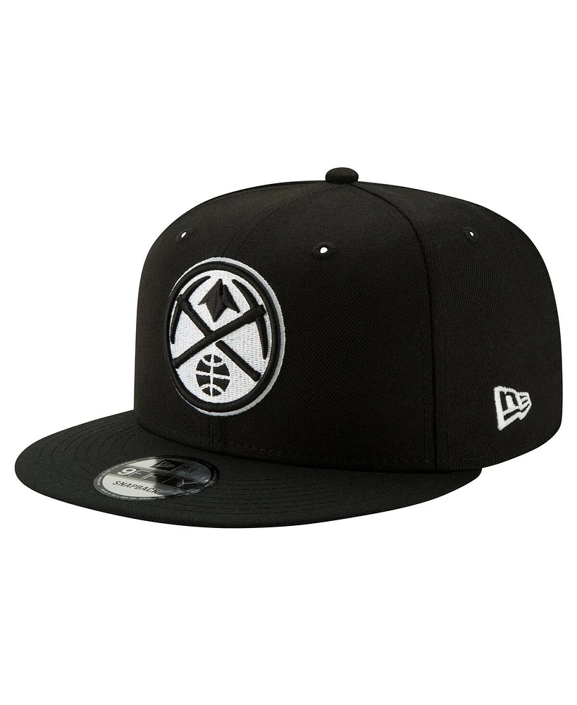 New Era Men's Denver Nuggets Black White 9fifty Snapback Hat