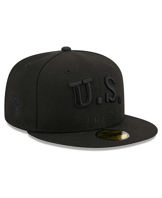 New Era Men's Black Usmnt Text 59fifty Fitted Hat