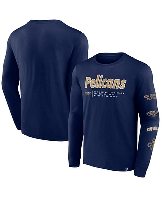 Fanatics Branded Men's Navy New Orleans Pelicans Baseline Long Sleeve T-Shirt