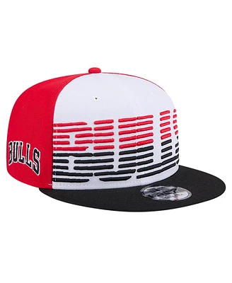 New Era Men's White/Black Chicago Bulls Throwback Gradient Tech Font 9fifty Snapback Hat