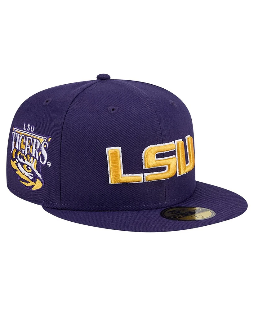 New Era Men's Purple Lsu Tigers Throwback 59fifty Fitted Hat