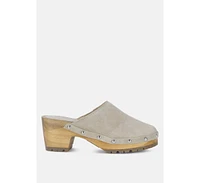 Rag & Co Cedrus Womens Fine Suede Studded Mules