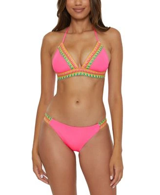 Becca Womens Fiesta Crochet Trim Halter Bikini Top Bottoms