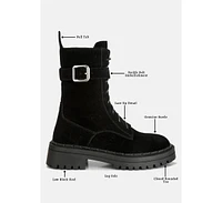Kasper Womens Suede Chunky high ankle Lug Boots