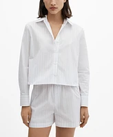 Mango Women's Two-Piece Striped Cotton Pajamas